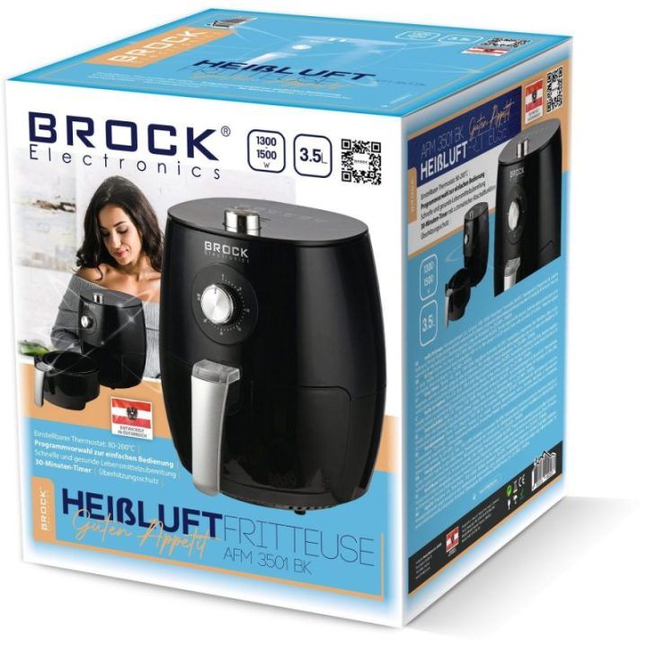 Brock AFM 3501 BK oro gruzdintuvė, 3,5 l, juoda