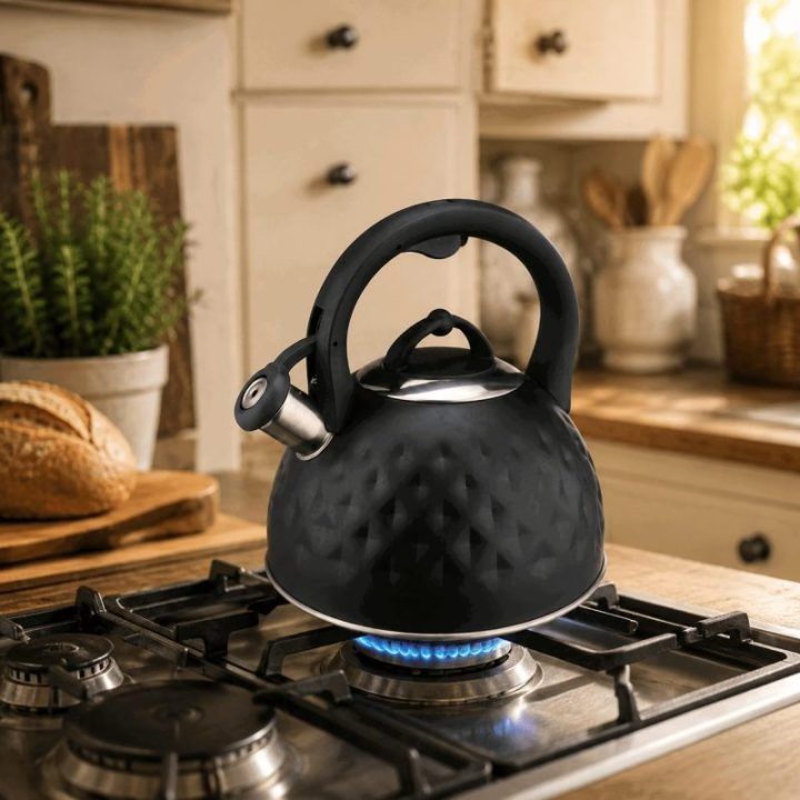 Brock MWK 003 BK švilpiantis virdulys 2,5 l, juodas / plieninis