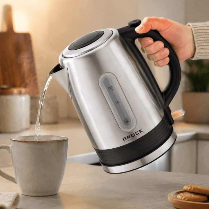 Brock WK 9903 SS elektrinis virdulys, 1,7 l, 2200 W, juodas / plieninis