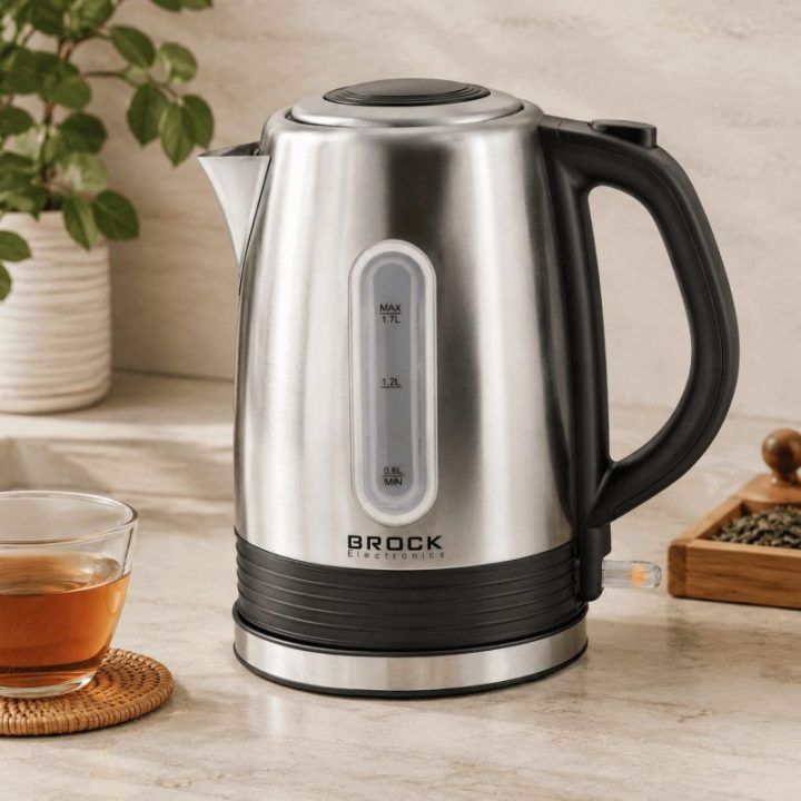 Brock WK 9903 SS elektrinis virdulys, 1,7 l, 2200 W, juodas / plieninis