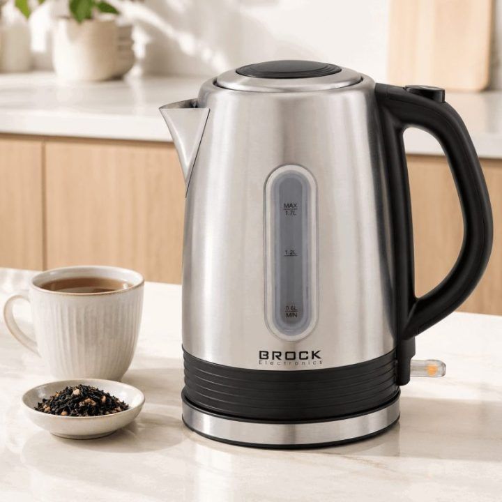 Brock WK 9903 SS elektrinis virdulys, 1,7 l, 2200 W, juodas / plieninis