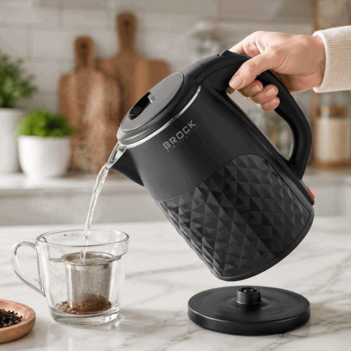 Brock WK 0618 BK elektrinis virdulys su dviguba sienele, 1,8 l, 1500 W, juodas