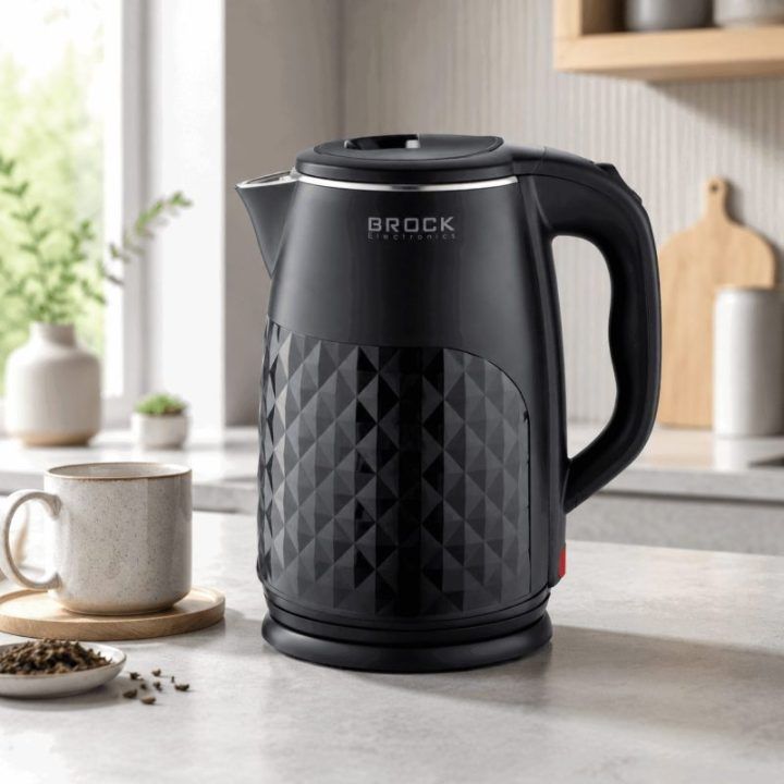 Brock WK 0618 BK elektrinis virdulys su dviguba sienele, 1,8 l, 1500 W, juodas