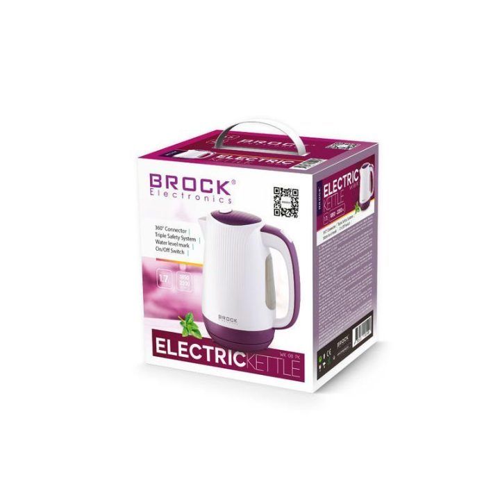 Brock WK 08 PR elektrinis virdulys 1,7 l, 2000 W, baltas/violetinis