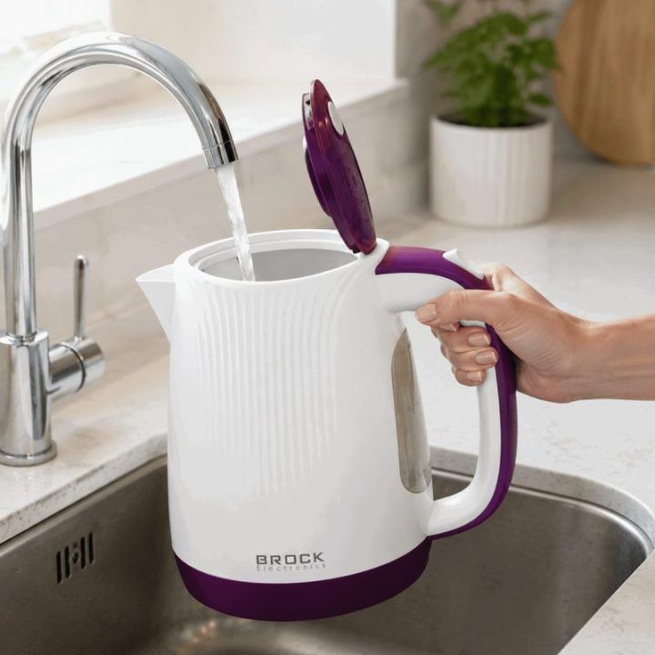 Brock WK 08 PR elektrinis virdulys 1,7 l, 2000 W, baltas/violetinis