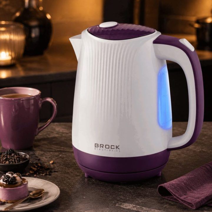 Brock WK 08 PR elektrinis virdulys 1,7 l, 2000 W, baltas/violetinis