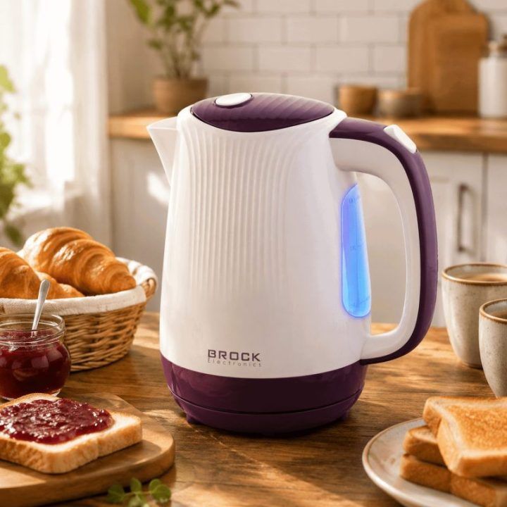 Brock WK 08 PR elektrinis virdulys 1,7 l, 2000 W, baltas/violetinis