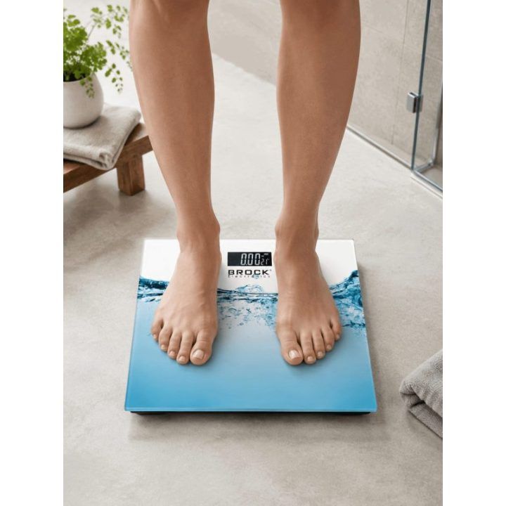 Brock BS 005 elektroninės vonios svarstyklės, 180 kg, baltos ir mėlynos