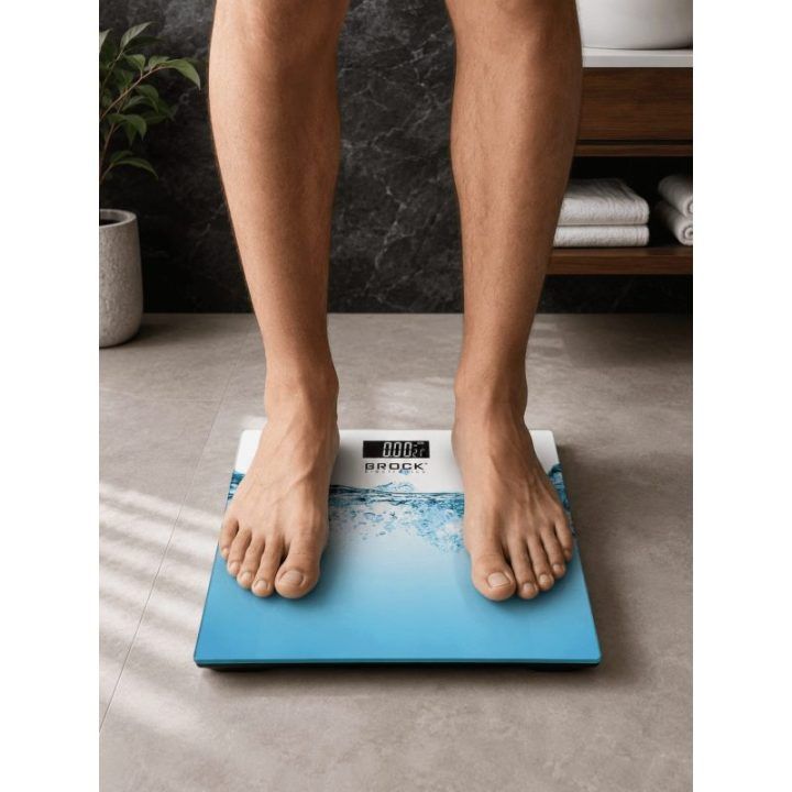 Brock BS 005 elektroninės vonios svarstyklės, 180 kg, baltos ir mėlynos