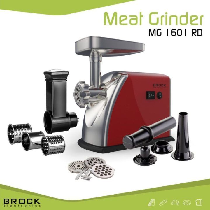 Brock MG 1601 RD mėsmalė, 1400 W, raudona/plieninė