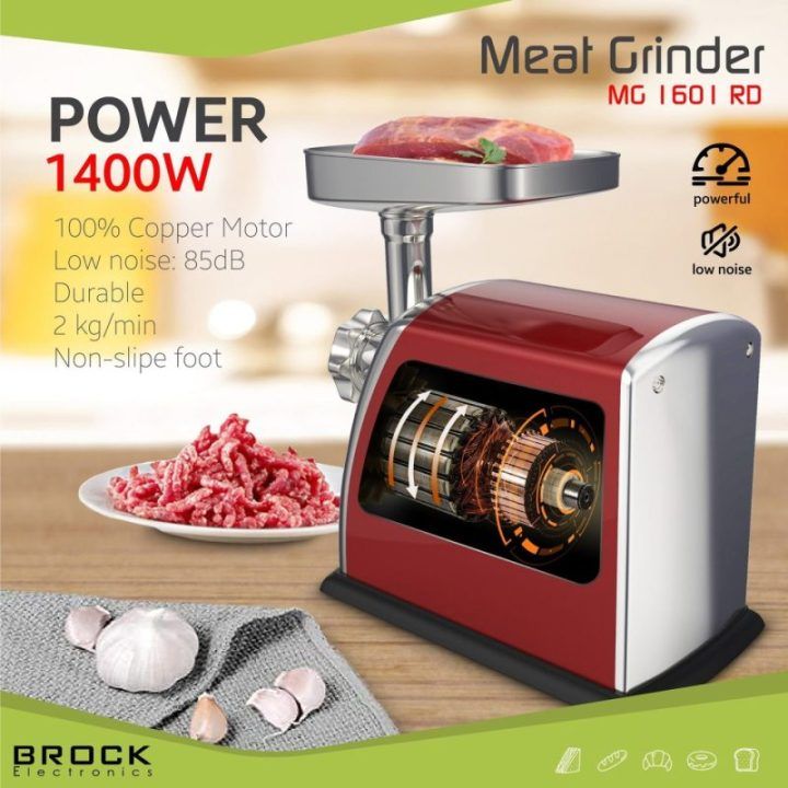 Brock MG 1601 RD mėsmalė, 1400 W, raudona/plieninė