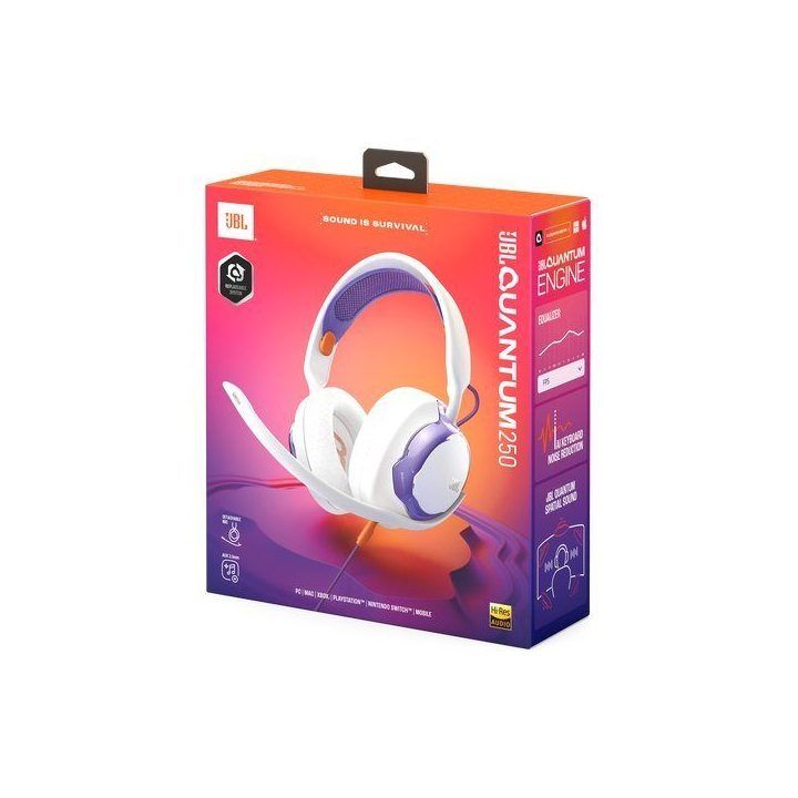 JBL Quantum 250 Wireless belaidės žaidimų ausinės, baltos
