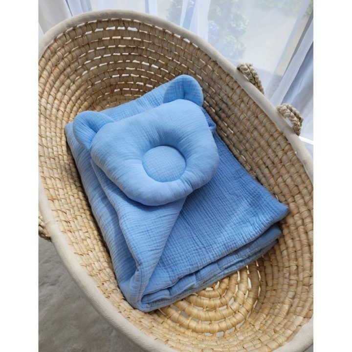 Patalynės komplektas kūdikio lovytei Teddy MUSLIN 2 dalių, mėlynas