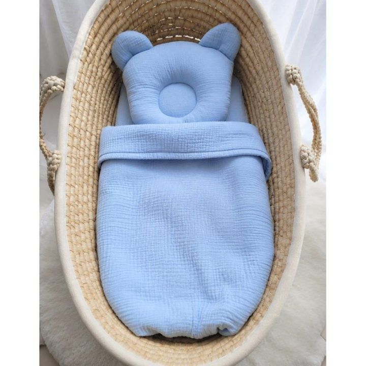 Patalynės komplektas kūdikio lovytei Teddy MUSLIN 2 dalių, mėlynas