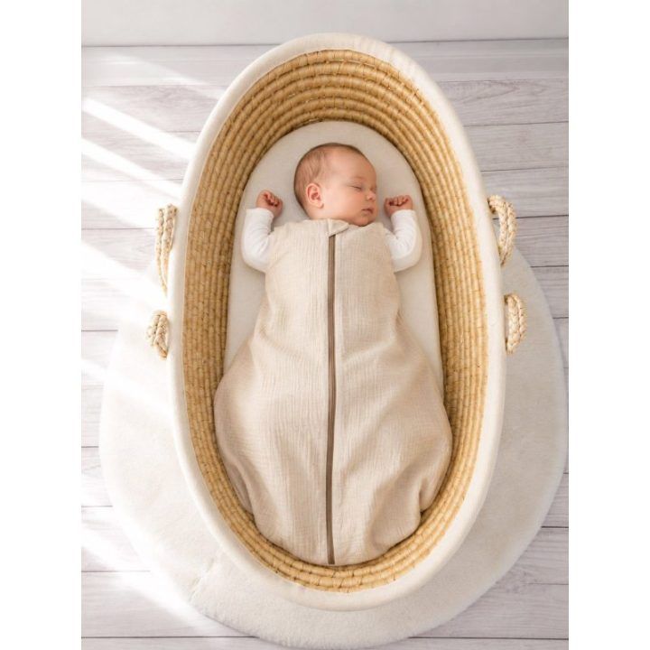 Muslino kūdikio miegmaišis 6–12 mėn. M, vasarai TOG 1.0, kremas – My Sweet Baby