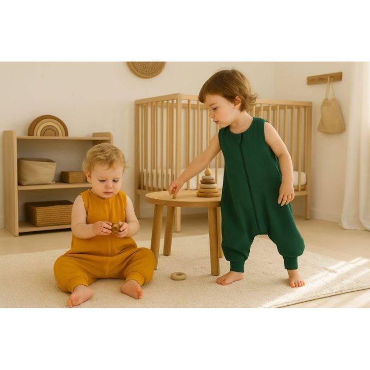 Muslino kūdikio miegmaišis su kojytėmis 9–24 mėn., TOG 1.0, žaliai miško spalva My Sweet Baby
