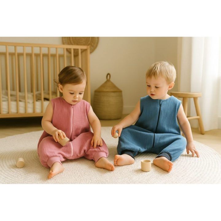 Muslino kūdikio miegmaišis su kojytėmis 9–24 mėn. TOG 1.0, retro rožinis, My Sweet Baby