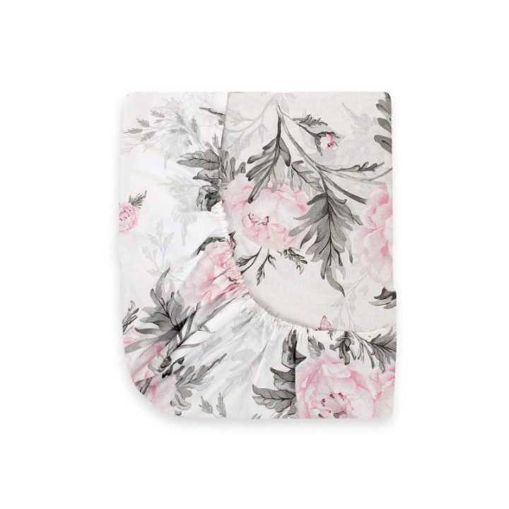 Paklodė su guma 120 × 60 cm iš medvilnės My Sweet Baby Romantic Peonies