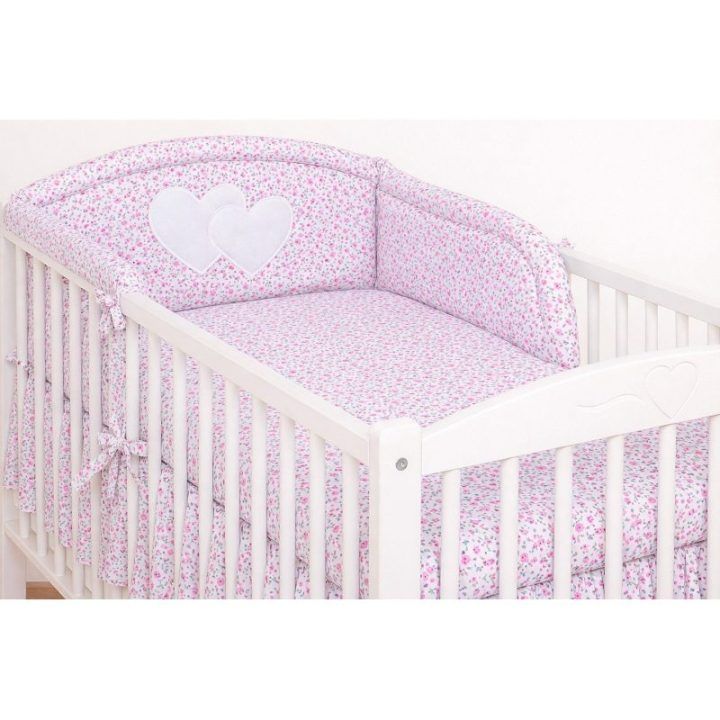 Lovytės apsaugėlė Hearts little pink flowers BOBONO 35 × 188 cm