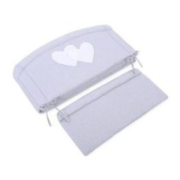 Universali XXL lovytės apsaugėlė Hearts white polka dots on grey