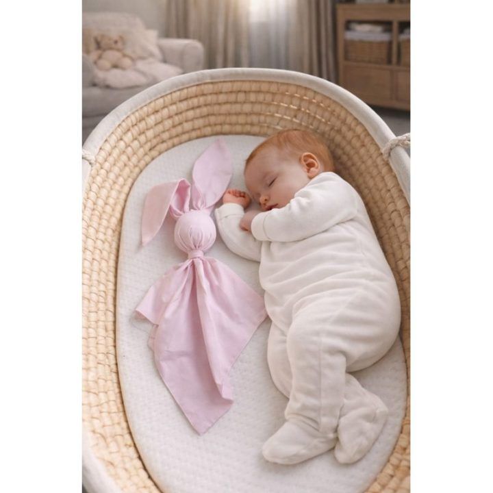 Minkštas kūdikio migdukas-žaislas zuikutis DOUDOU, rausvas
