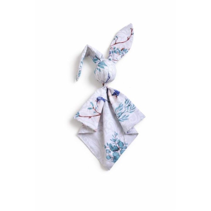Minkštas kūdikio migdukas su zuikio ausytėmis DOUDOU Blue Birds
