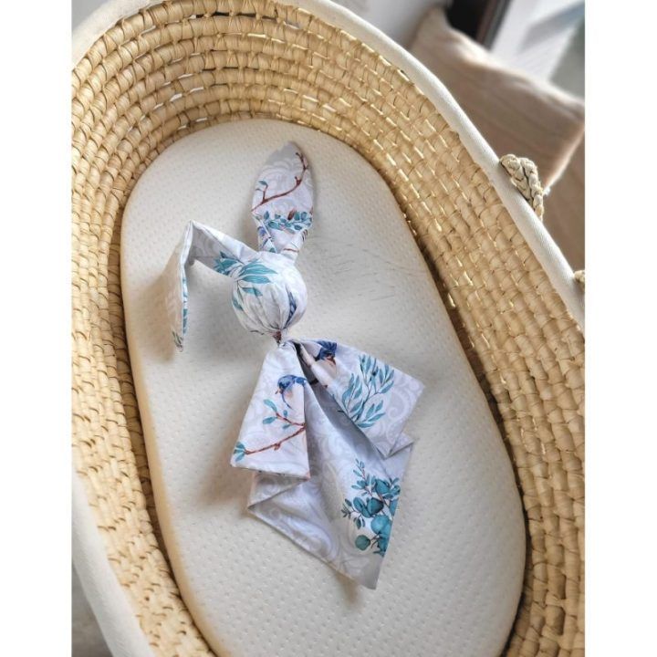 Minkštas kūdikio migdukas su zuikio ausytėmis DOUDOU Blue Birds