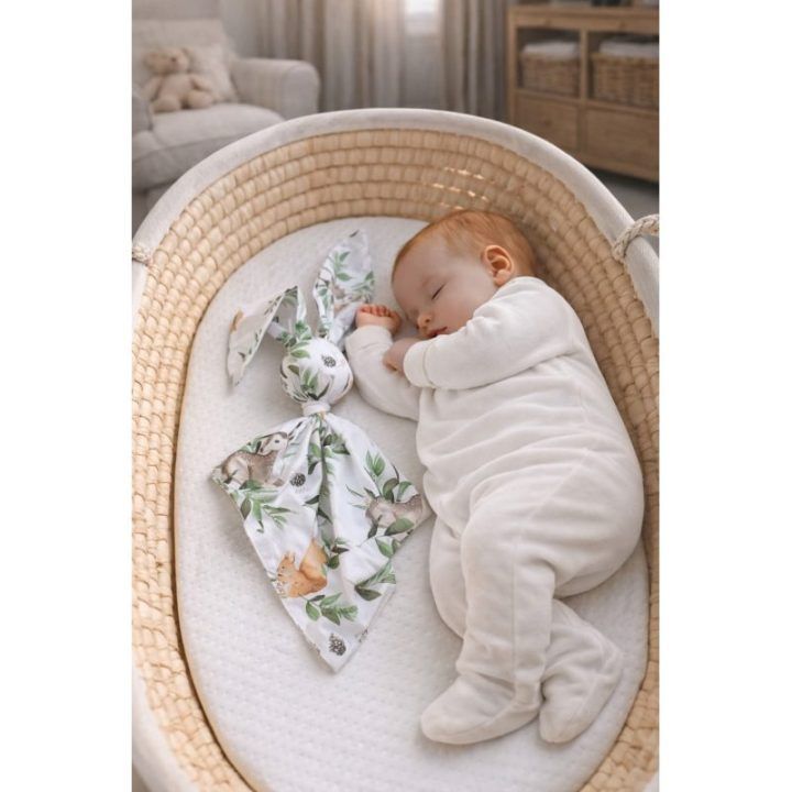 Minkštas kūdikio migdukas–žaislas zuikutis DOUDOU Woodland Green