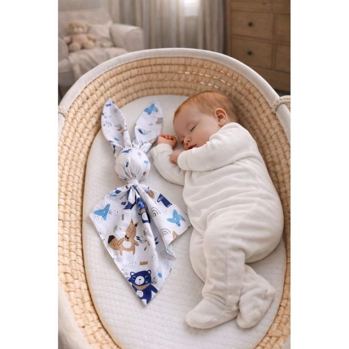 Minkštas triušio glaustinukas kūdikiui My Sweet Baby Navy blue bears