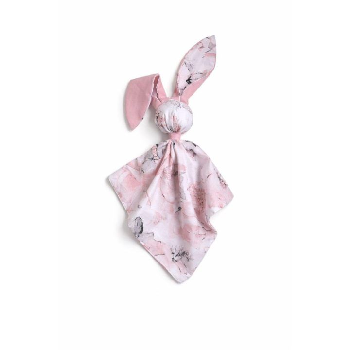 Minkštas kūdikio migdukas-zuikutis iš medvilnės Sepia roses / pastel pink My Sweet Baby