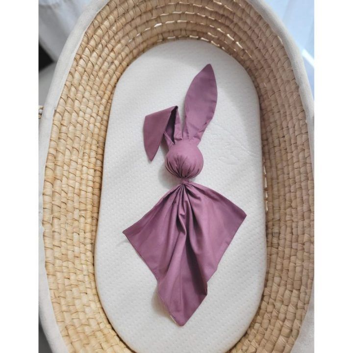 Minkštas zuikio formos medvilninis migdukas DOUDOU Pastelinė violetinė
