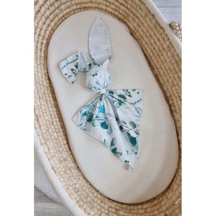 Minkštas triušiuko prisiglaudimo žaislas iš medvilnės My Sweet Baby Eucaliptus mint – baltas