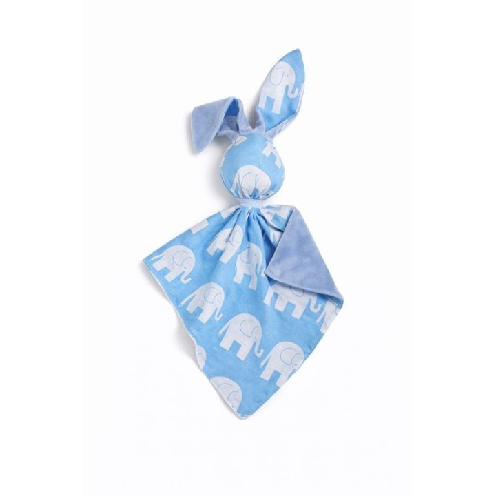 Minkštas bunny žaislas DOUDOU su medvilne ir minky, mėlynieji drambliai
