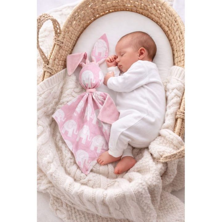 Minkštas žaislas-kramtukas zuikutis My Sweet Baby, rožiniai drambliai