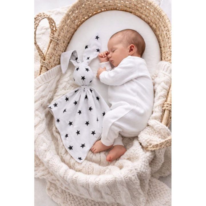 Minkštas triušiuko žaisliukas DOUDOU Black Stars White