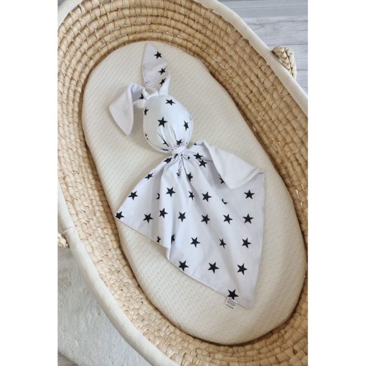 Minkštas triušiuko žaisliukas DOUDOU Black Stars White