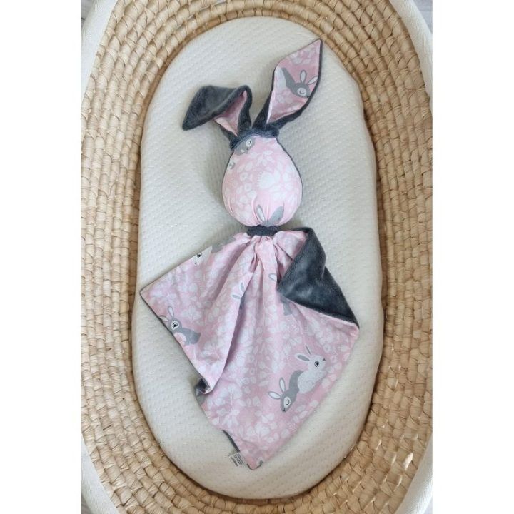 Minkštas zuikučio migdukas DOUDOU Pink Bunnies, tamsiai pilkas