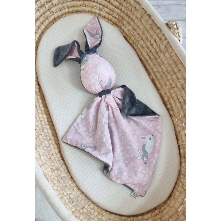 Minkštas zuikučio migdukas DOUDOU Pink Bunnies, tamsiai pilkas