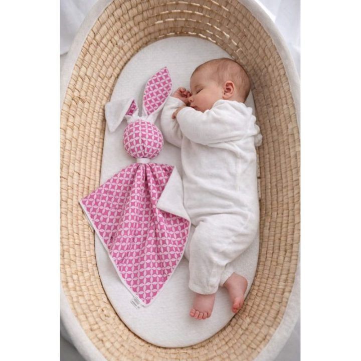 Minkštas bunny miego žaislas DOUDOU Mini Rosette Pink – balta