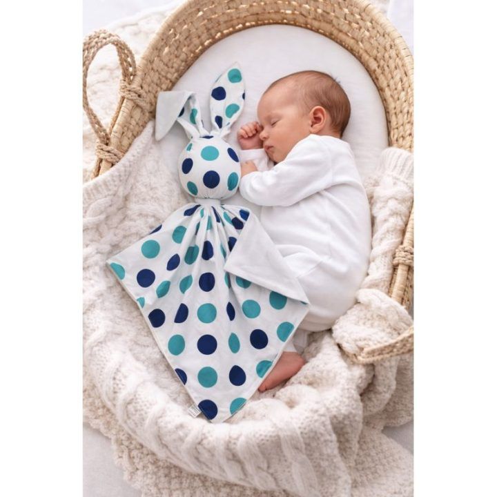 Žaislas triušiukas DOUDOU su taškeliais, dvipusis, medvilnė ir minky