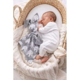 DOUDOU minkštas zuikutis su medvilne ir minky, pilki drambliai