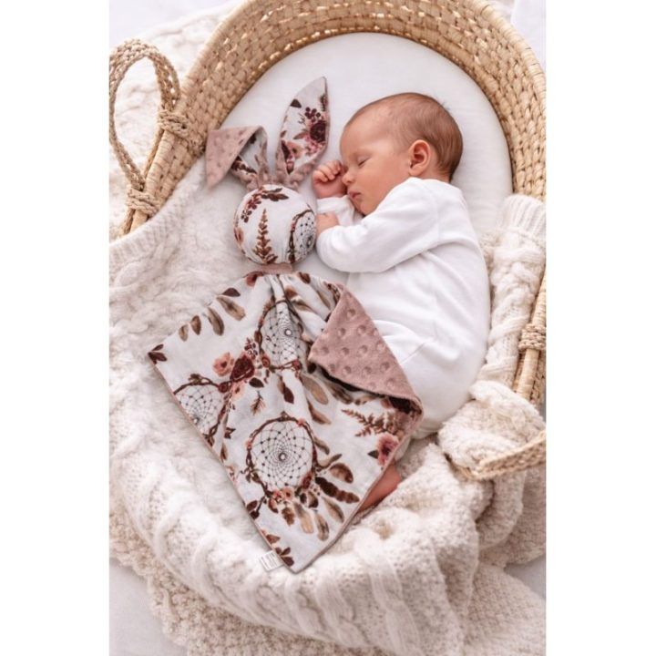 Minkštas žaislas-kramtukas zuikutis My Sweet Baby Floral Dream Catchers, dulkėtos rožinės spalvos