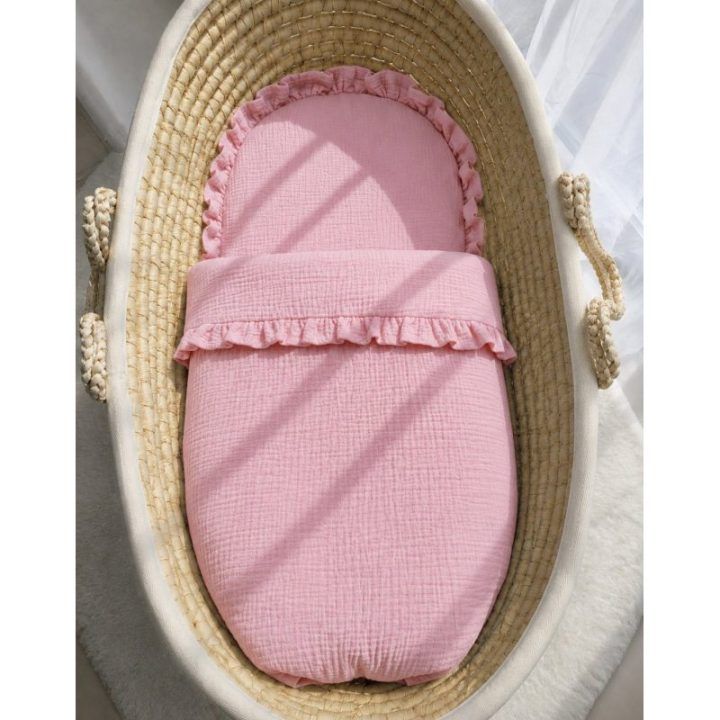 2 dalių muslino kūdikio patalynės komplektas su raukinuku My Sweet Baby, rožinis