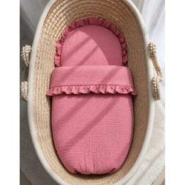 2 dalių muslino kūdikio patalynės komplektas su raukinuku My Sweet Baby retro pink