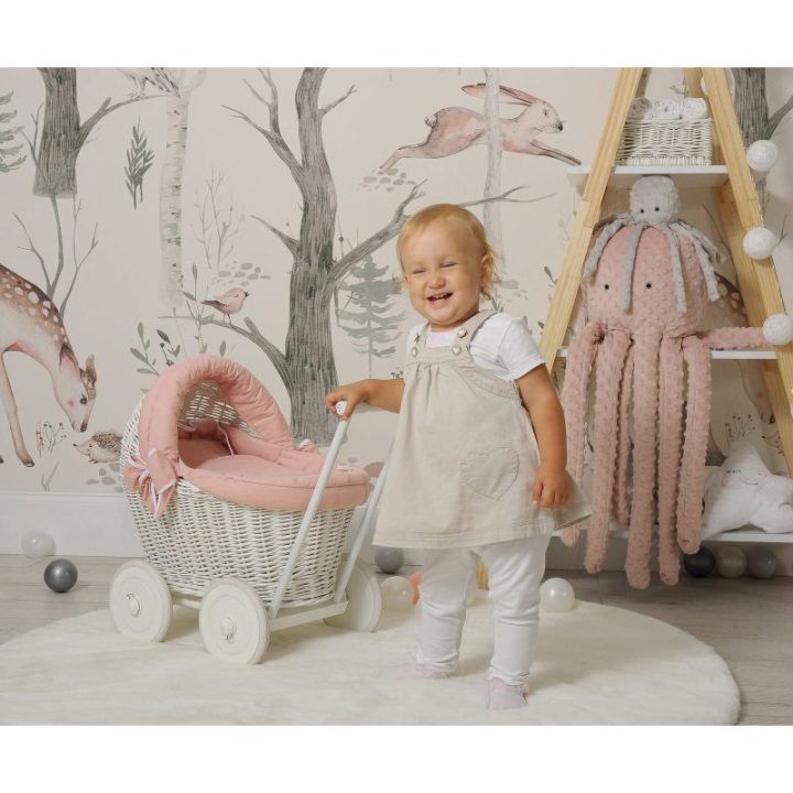 Minkštas aštuonkojis žaislas Pastel Pink Polka Dot Minky XXL