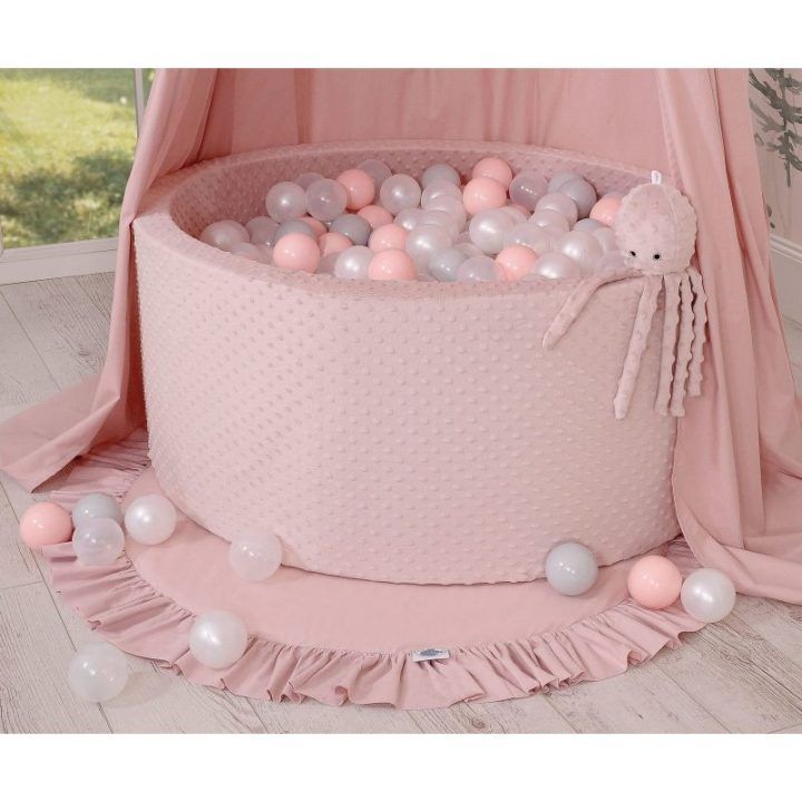 Pliušinis aštuonkojis barškutis My Sweet Baby pastelinės rožinės spalvos su taškeliais