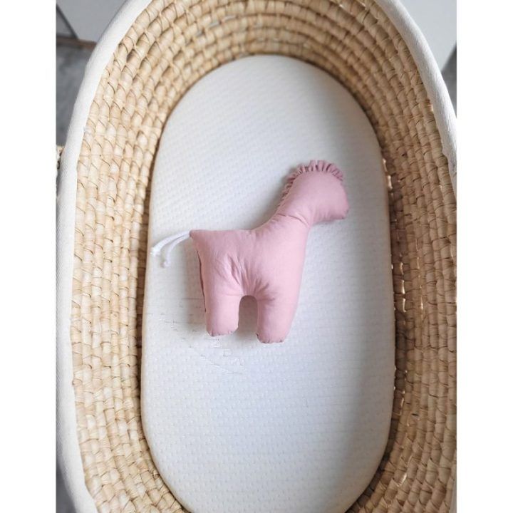 Minkštas pirmasis žaislas arkliukas Lucky Horse, šviesiai rožinis