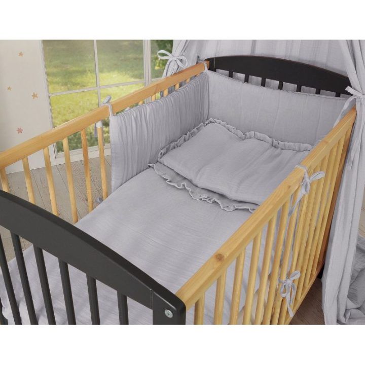 Universali lovytės apsaugėlė iš muslino 180 × 30 cm, pilka