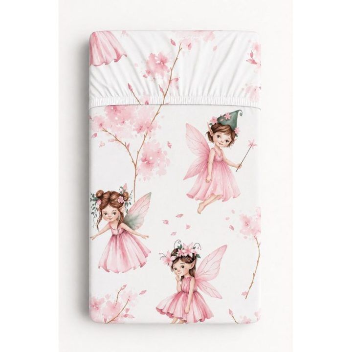 Paklodė su guma kūdikio lovytei 120 × 60 cm Blossom Fairies