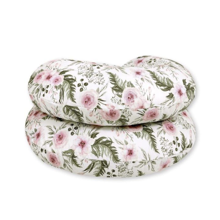 Nėštumo pagalvės užvalkalas C formai, medvilninis, „Romantic Peonies“